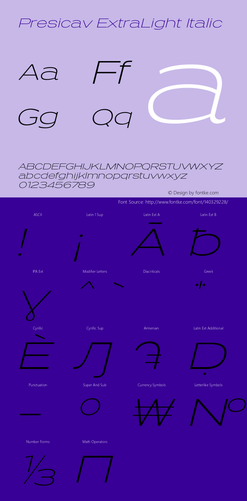PresicavXl-Italic Version 2.000 Font Sample
