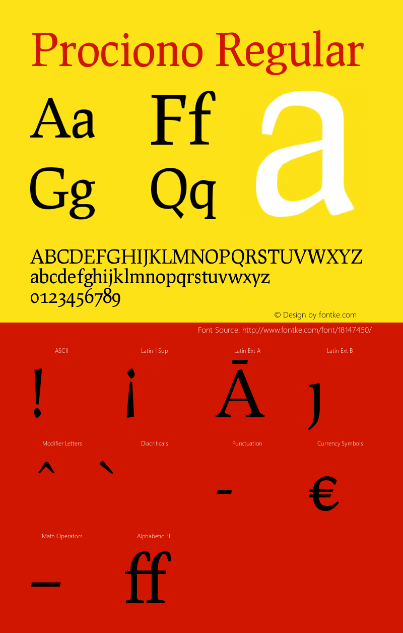 Prociono Regular Version 2.2 Font Sample