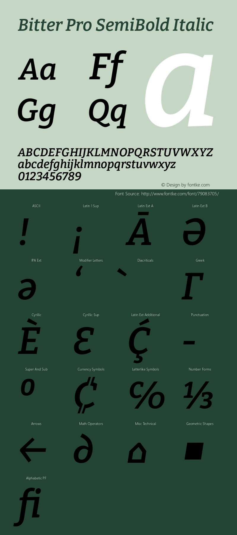 Bitter Pro SemiBold Italic Version 1.001;hotconv 1.0.109;makeotfexe 2.5.65596 Font Sample