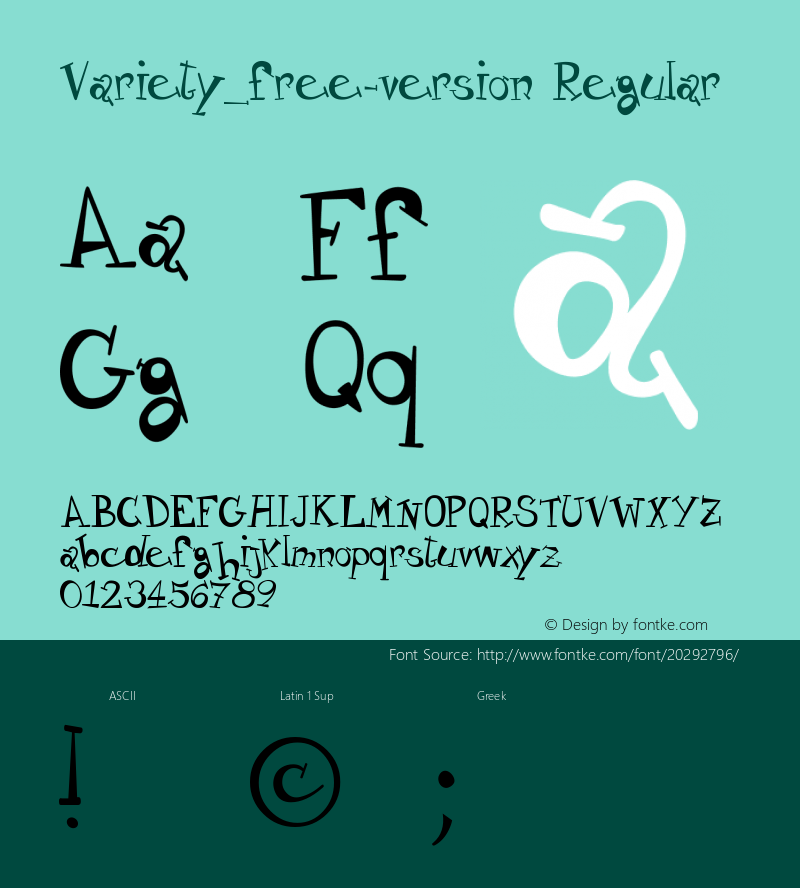 Variety_free-version Version 1.00 August 17, 2011, initial release Font Sample