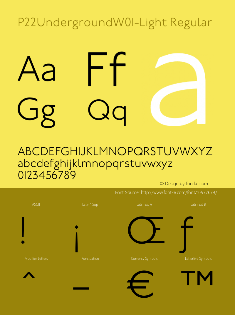 P22UndergroundW01-Light Regular Version 1.00 Font Sample