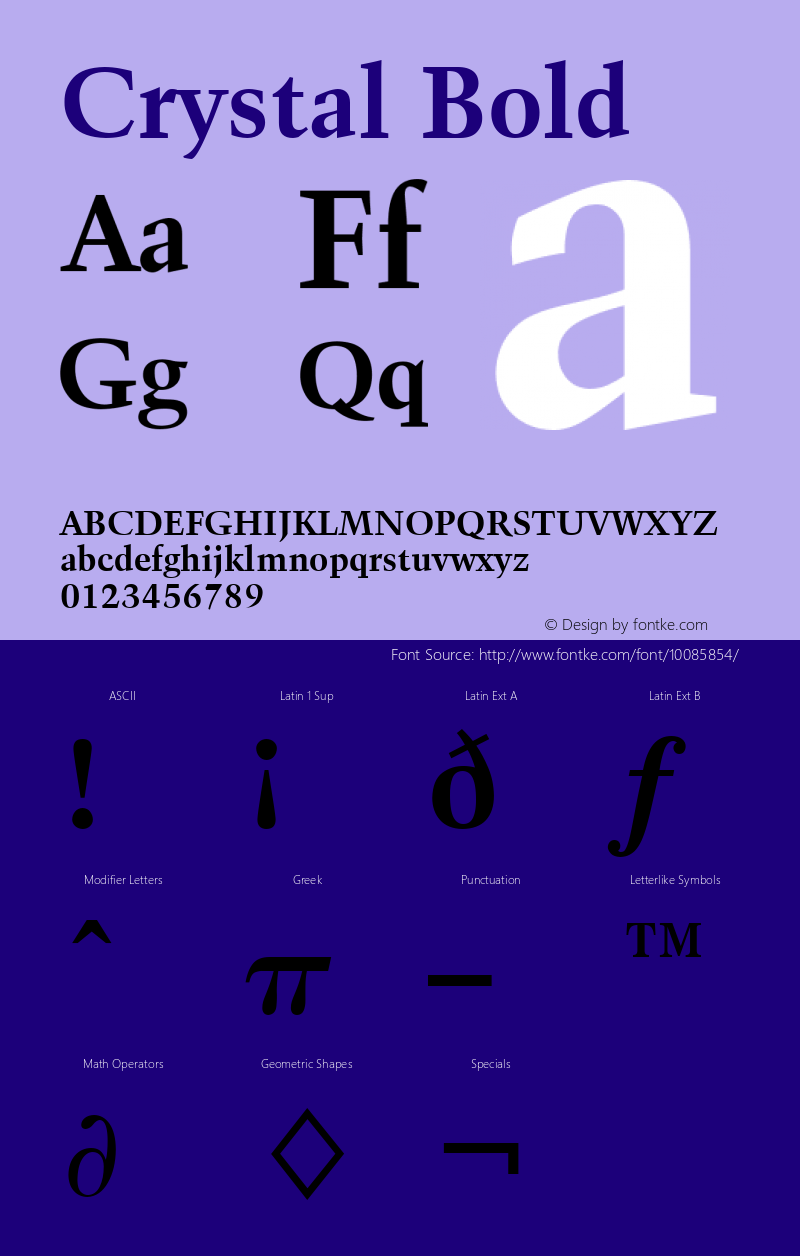 Crystal Bold Font Version 2.6; Converter Version 1.10 Font Sample