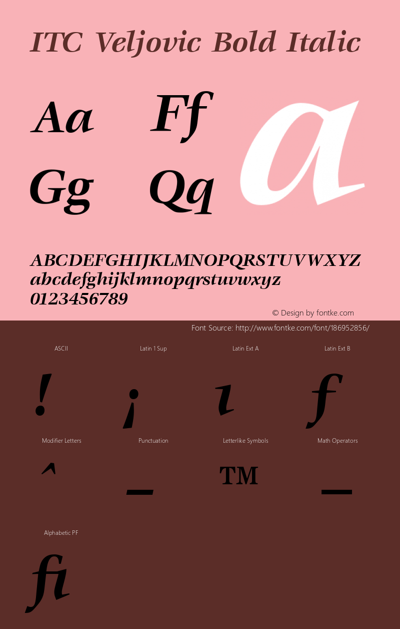 ITC Veljovic Bold Italic 001.002图片样张