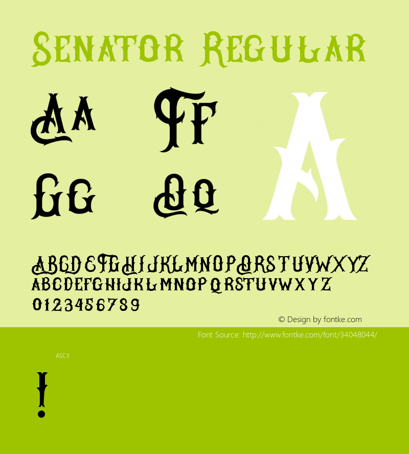 Senator Regular Version 1.00;June 26, 2019;FontCreator 11.5.0.2427 32-bit Font Sample