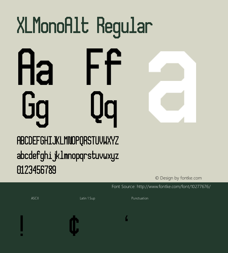XLMonoAlt Regular Version 1.0 Font Sample