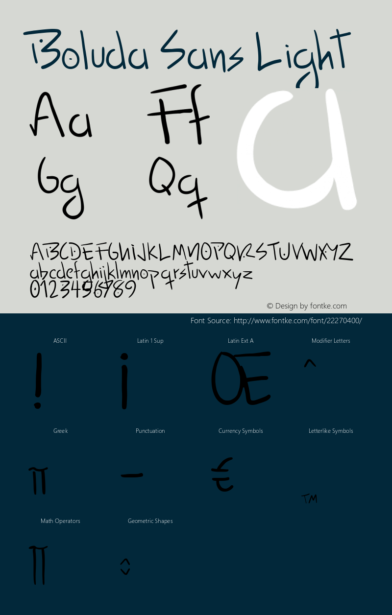 Boluda Sans Light Version 1.000 Font Sample