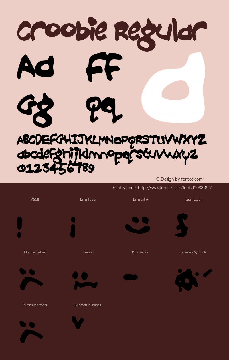 Croobie Regular Macromedia Fontographer 4.1.2 12/25/98 Font Sample