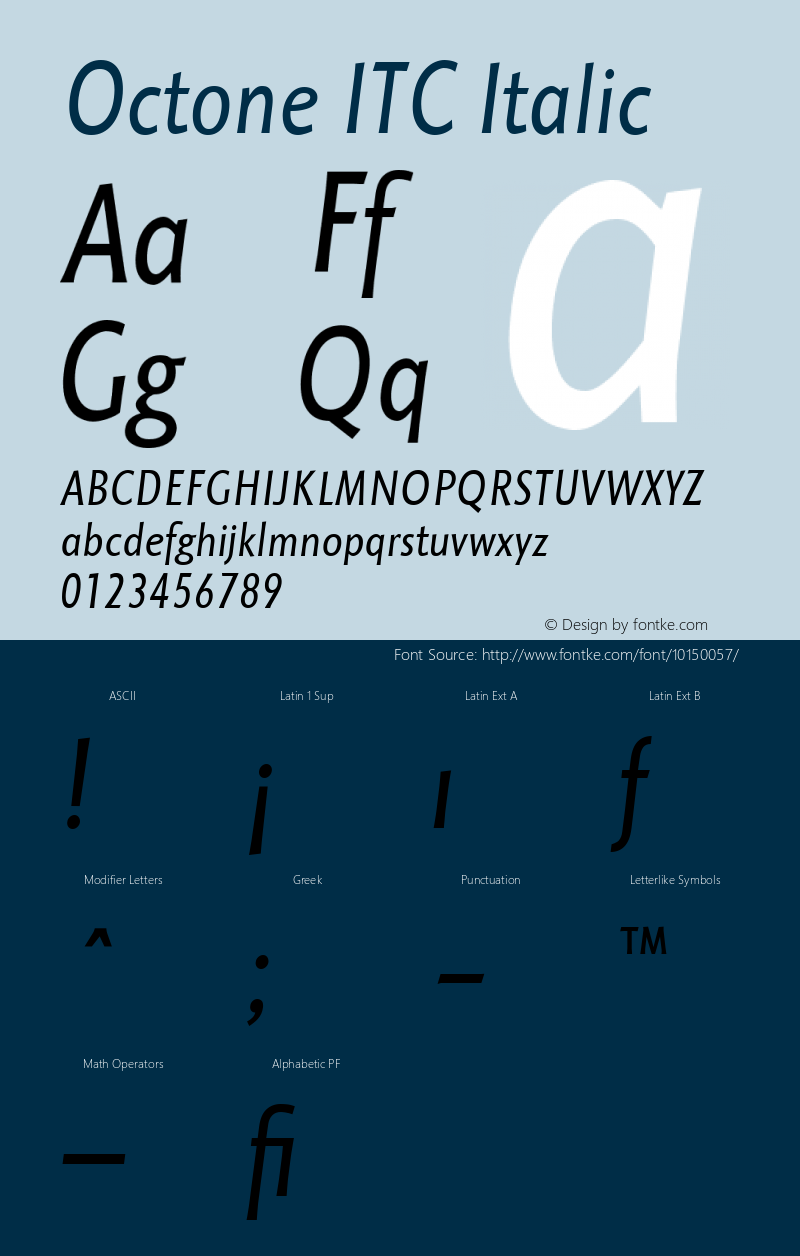 Octone ITC Italic Version 001.001 Font Sample