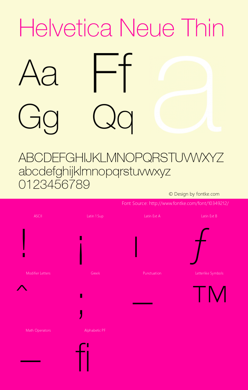 Helvetica Neue Thin 001.001 Font Sample