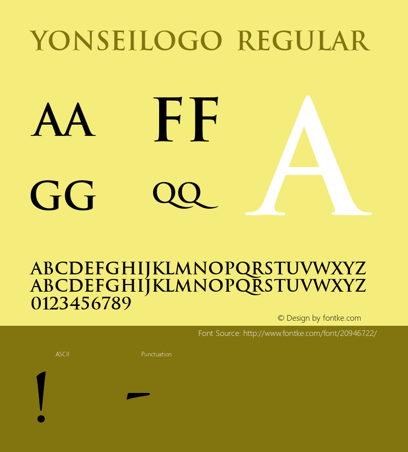 YonseiLogo Macromedia Fontographer 4.1.4 2001.8.29 Font Sample