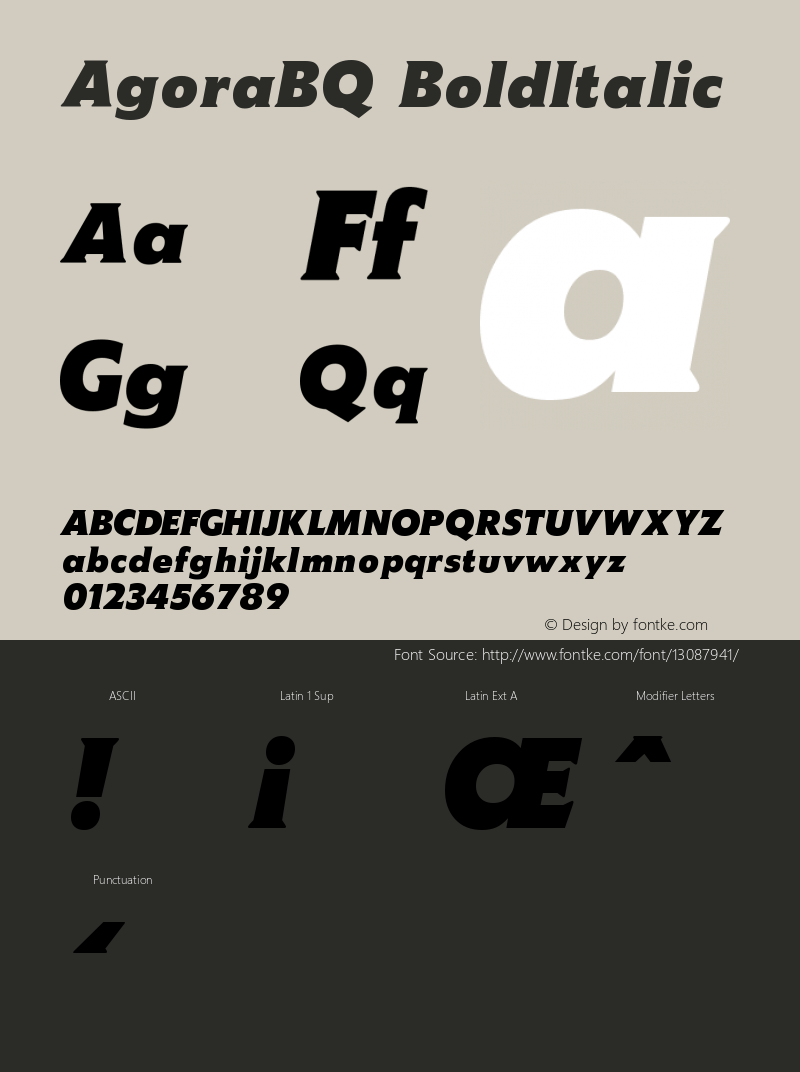 AgoraBQ BoldItalic Version 001.001 Font Sample