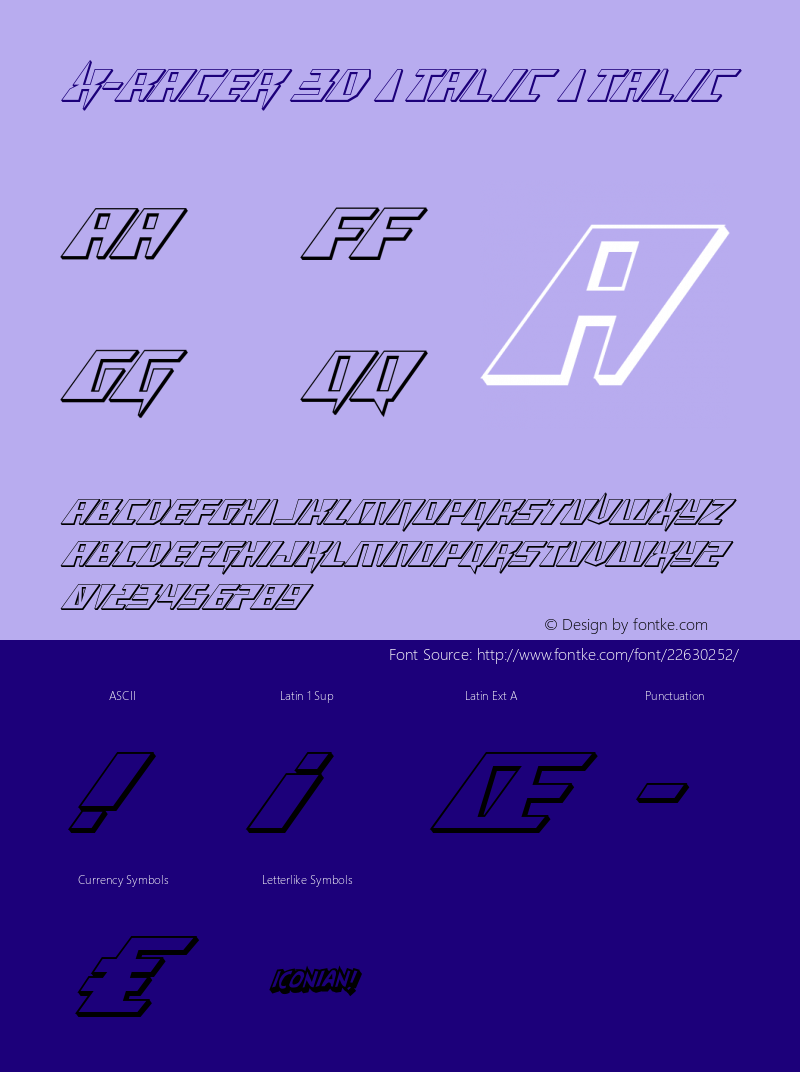 X-Racer 3D Italic 001.000 Font Sample