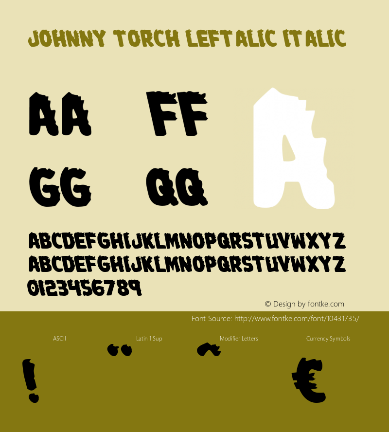 Johnny Torch Leftalic Italic 001.000 Font Sample
