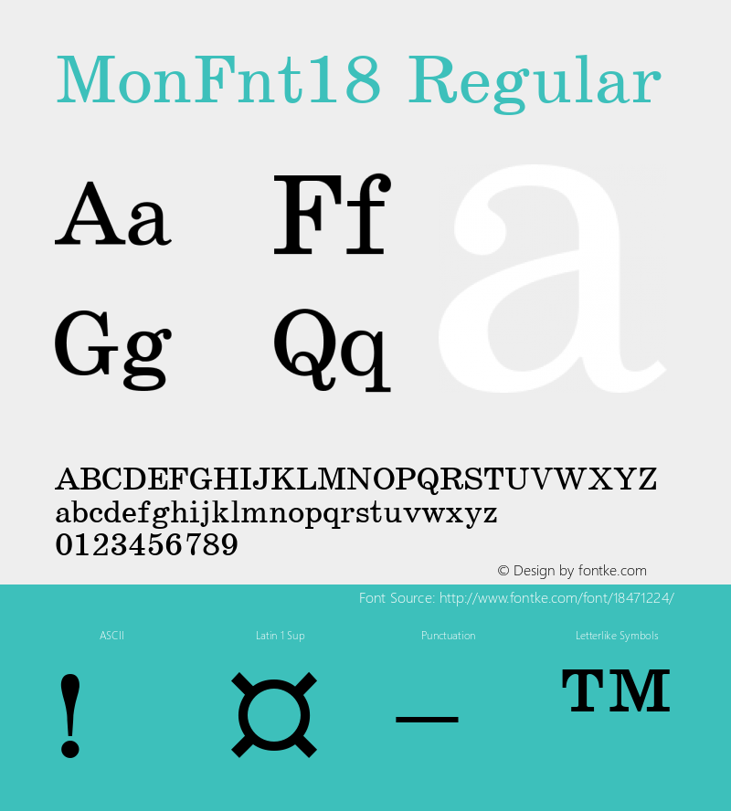 MonFnt18 Regular Version 1.0 Font Sample