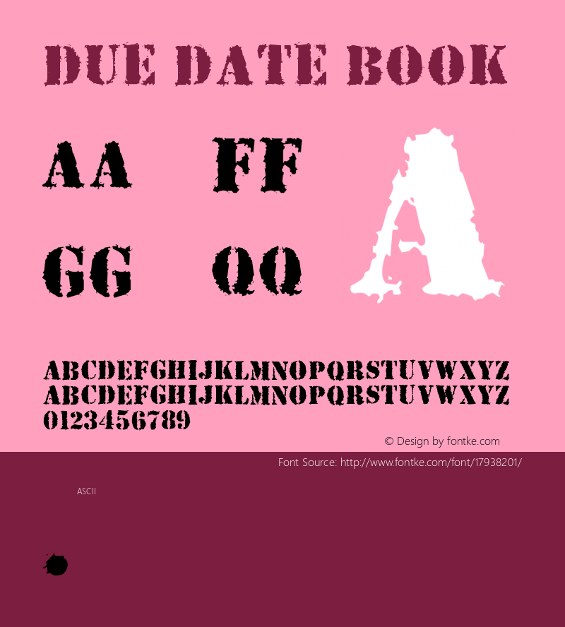 Due Date Book Version 1.0 Font Sample