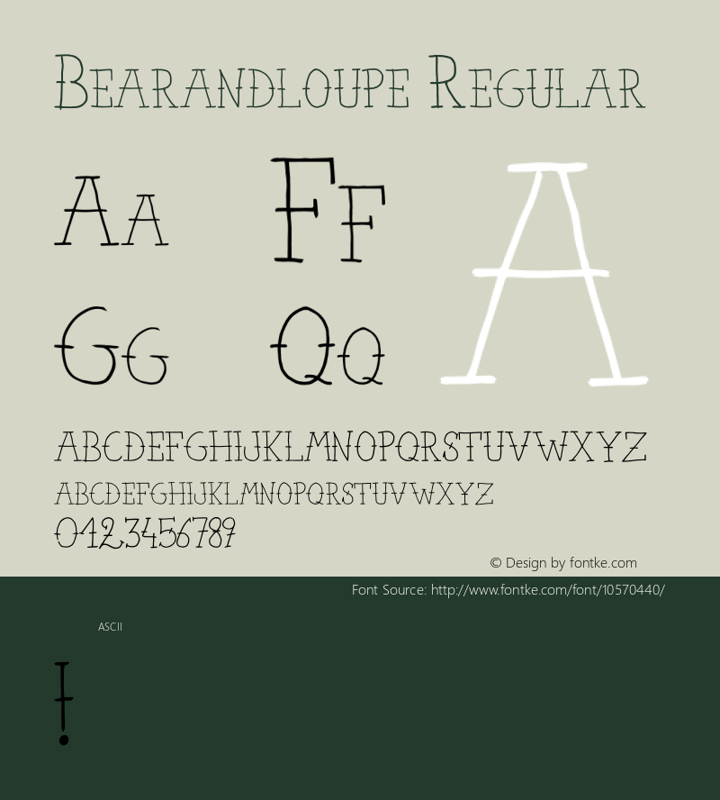 Bearandloupe Regular Version 1.000 Font Sample