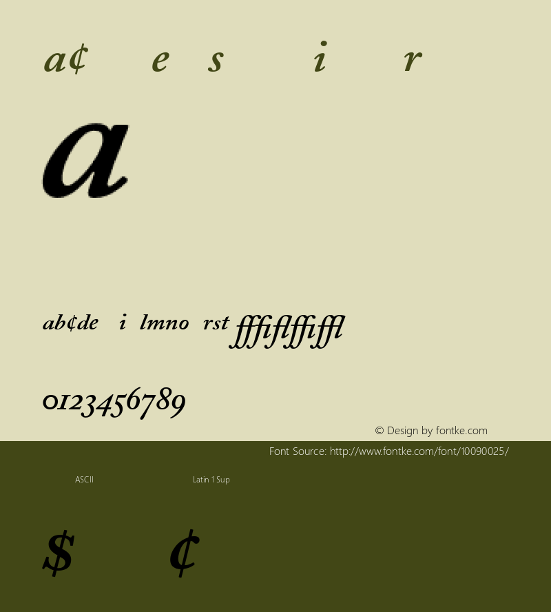 ACaslonExp SemiboldItalic Regular V.1.0 Font Sample