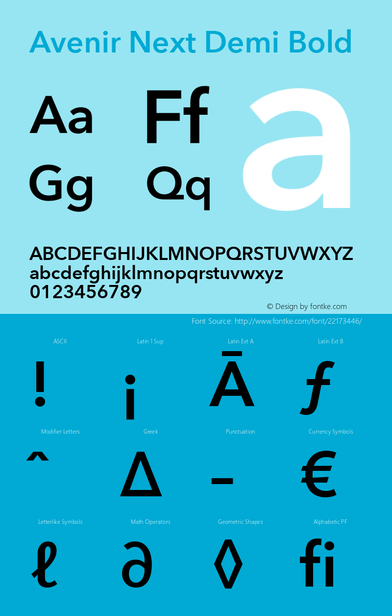 Avenir Next Demi Bold 8.0d2e1 Font Sample