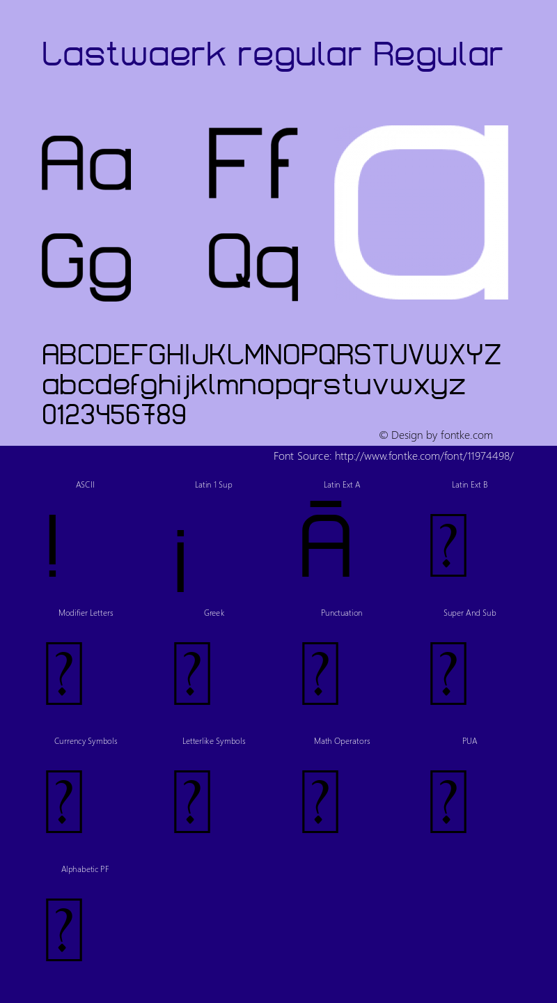 Lastwaerk regular Regular Version 1.000 2009 initial release Font Sample