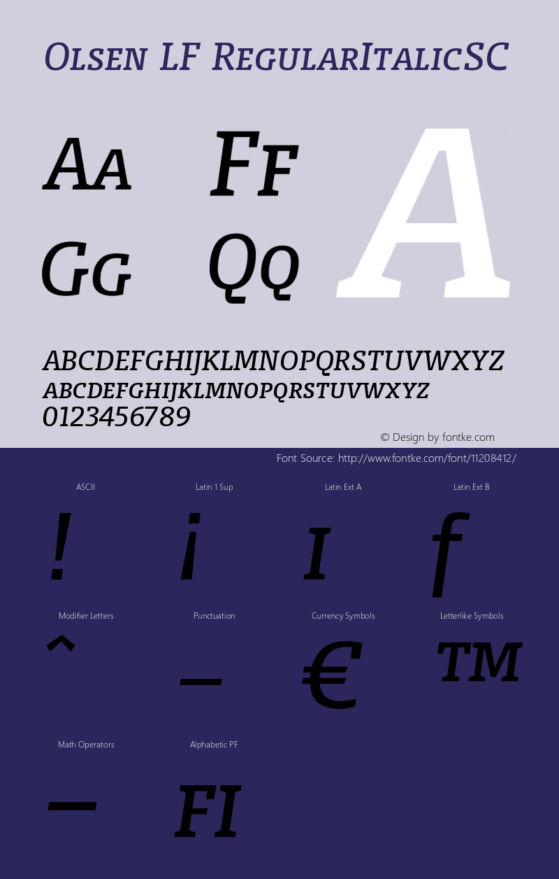 Olsen LF RegularItalicSC Version 004.301 Font Sample