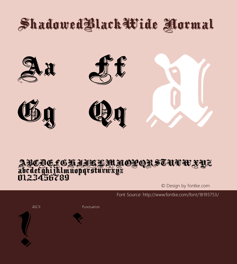 ShadowedBlackWide Normal Version 1.000 Font Sample