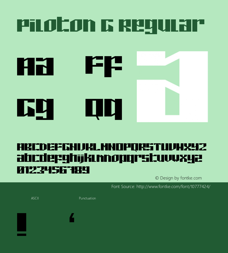 Piloton G Regular Version 1.0 Font Sample