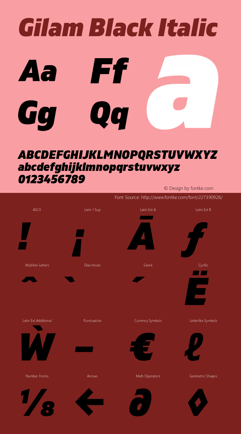 Gilam Black Italic Version 1.000;PS 001.000;hotconv 1.0.88;makeotf.lib2.5.64775图片样张