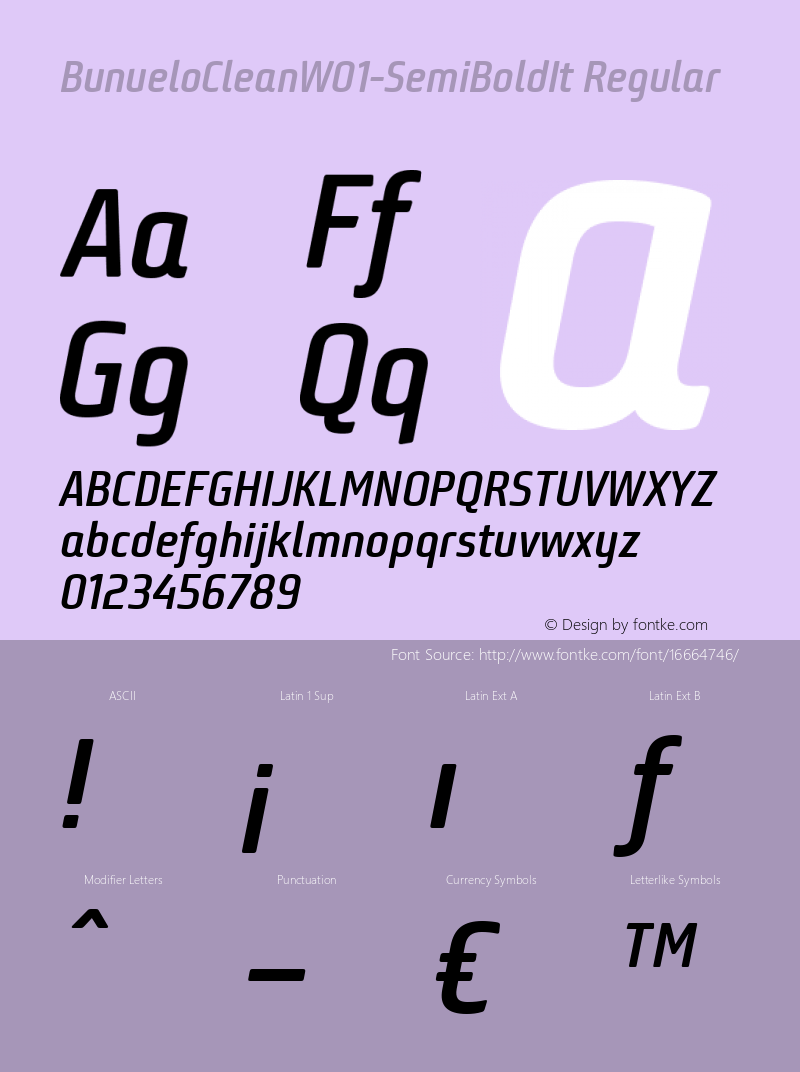 BunueloCleanW01-SemiBoldIt Regular Version 1.24 Font Sample