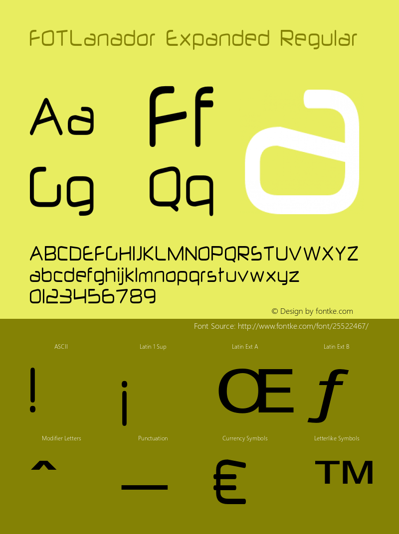 FOTLanador-ExpandedRegular Version 1.000 Font Sample