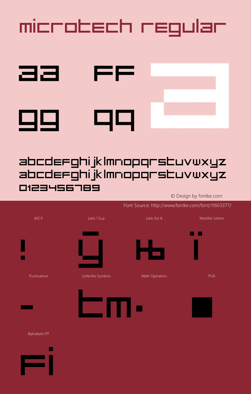 MicroTech Regular Version 1.2; 2001 Font Sample