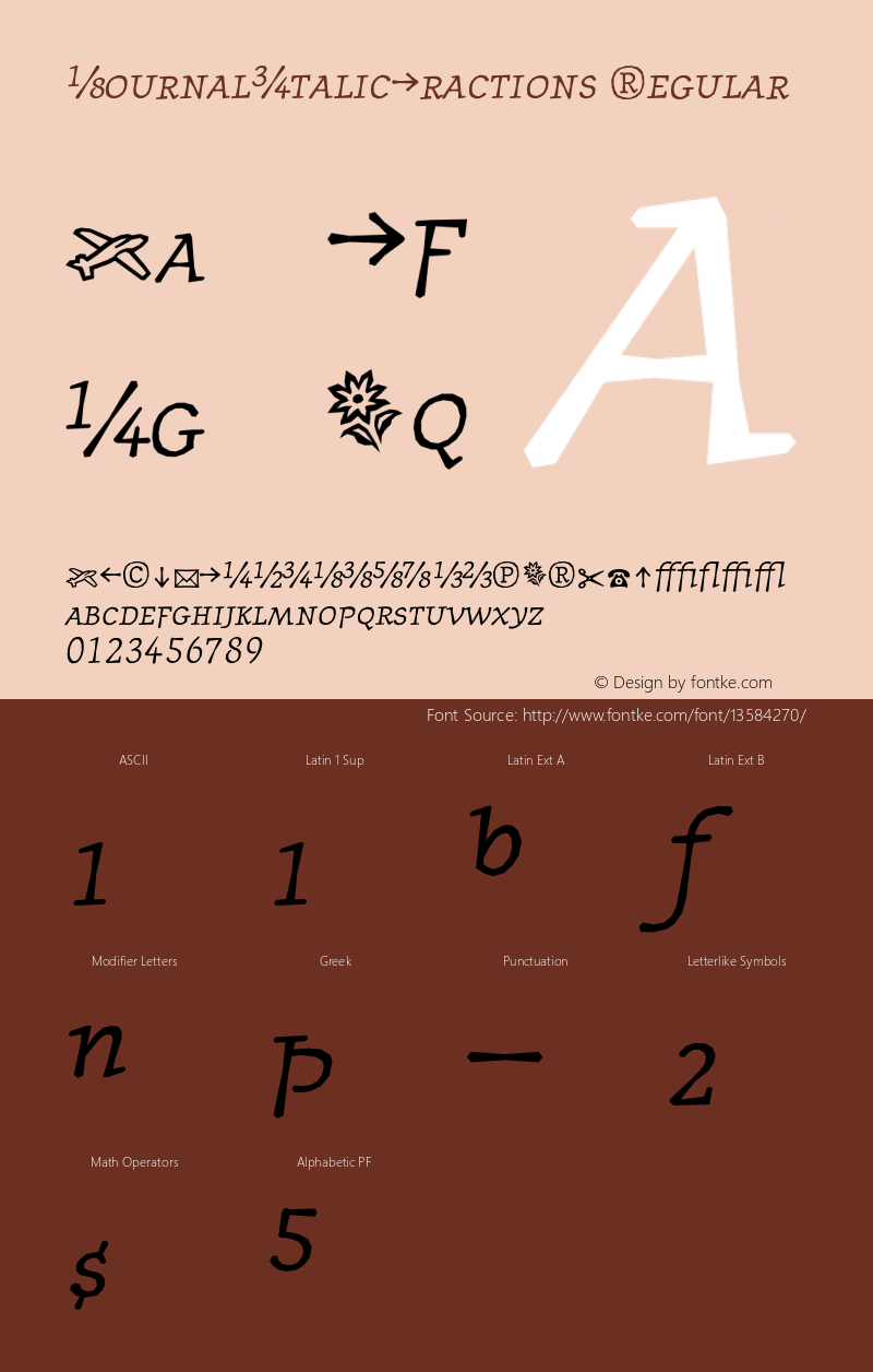 JournalItalicFractions Regular 001.000 Font Sample