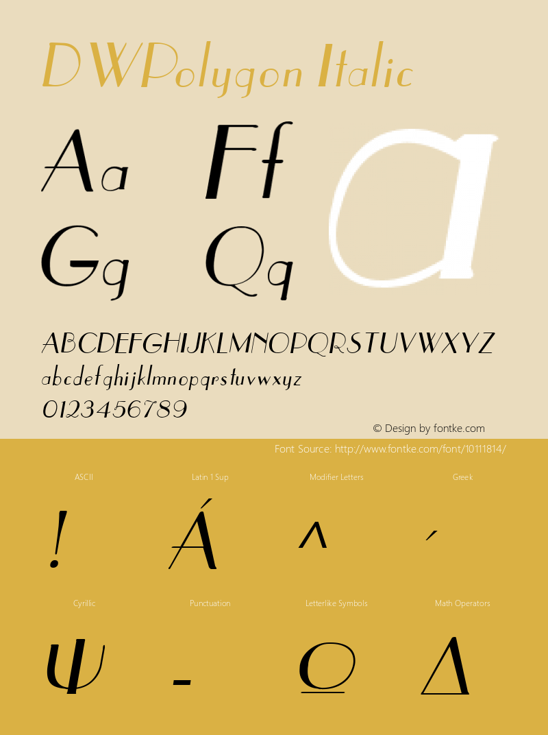 DWPolygon Italic 10/26/2002 Font Sample