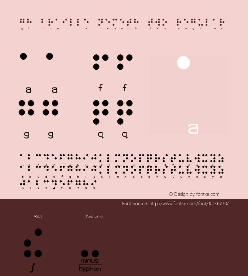 gh Braille Nemeth Two Regular Macromedia Fontographer 4.1 11/10/2004 Font Sample