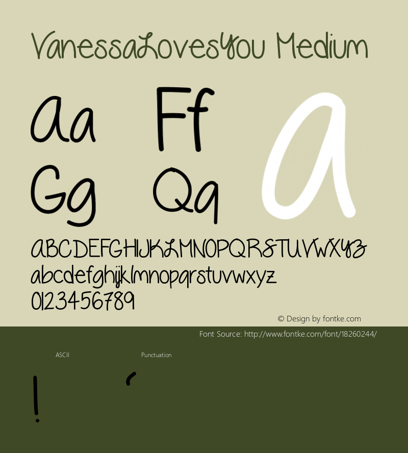 VanessaLovesYou Medium Version 001.000 Font Sample