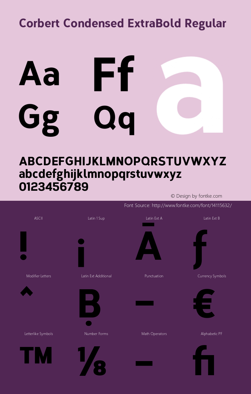 Corbert Condensed ExtraBold Regular Version 1.001;PS 001.001;hotconv 1.0.70;makeotf.lib2.5.58329 Font Sample