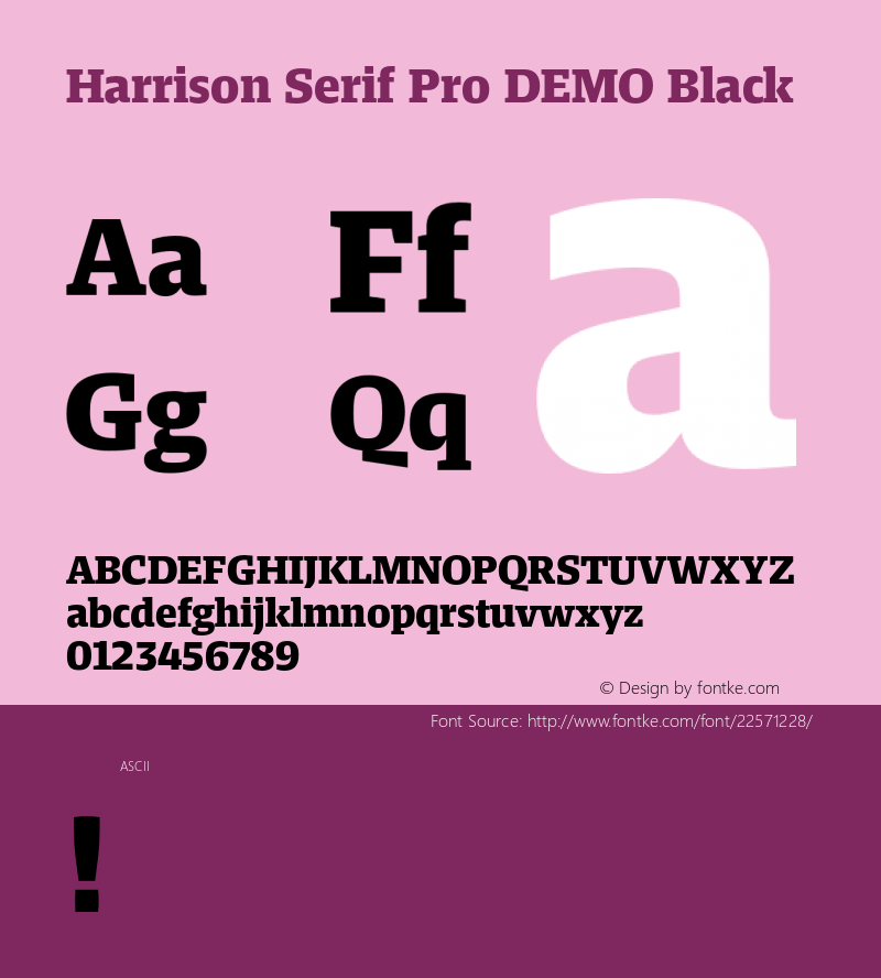 Harrison Serif Pro DEMO Black Version 1.000;PS 001.000;hotconv 1.0.88;makeotf.lib2.5.64775 Font Sample