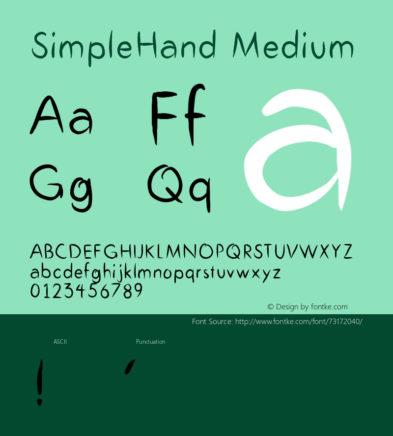 SimpleHand Version 001.000 Font Sample