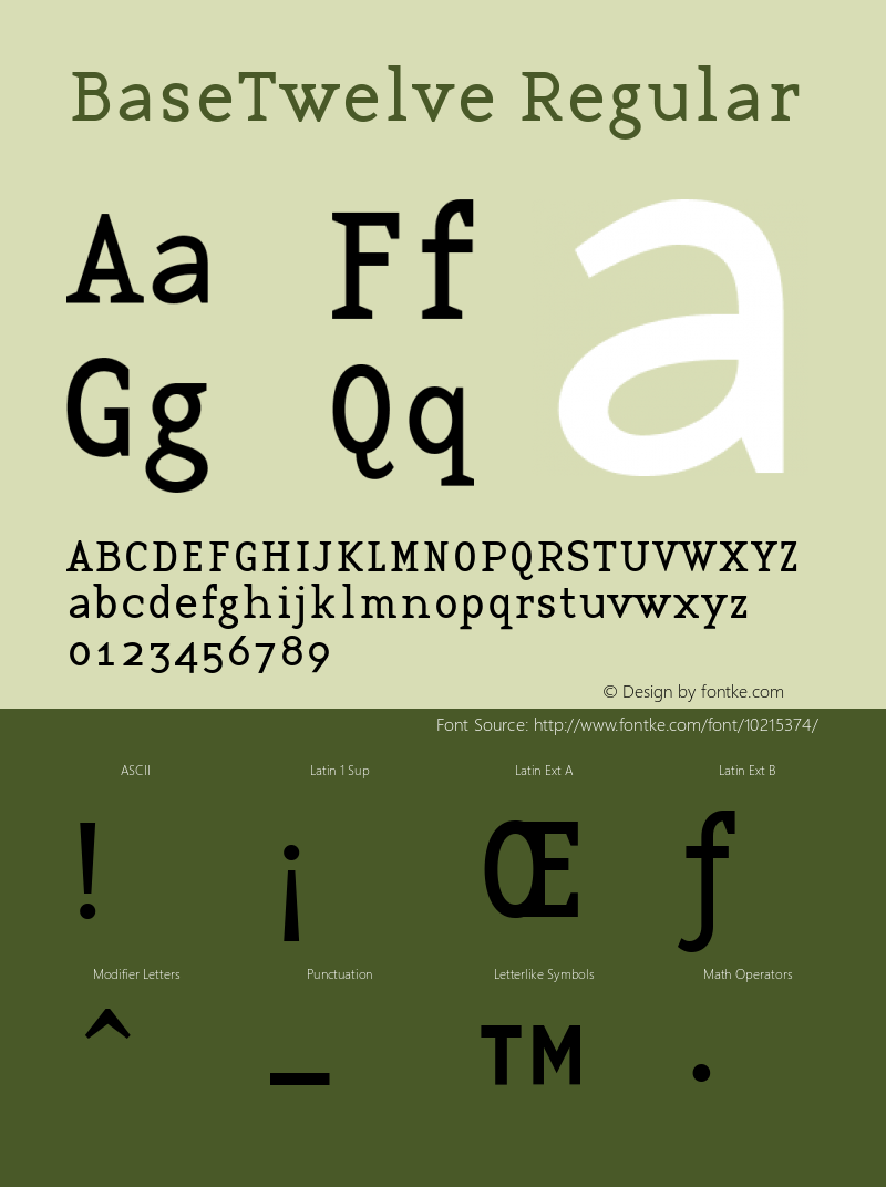 BaseTwelve Regular Version 1.00 Font Sample