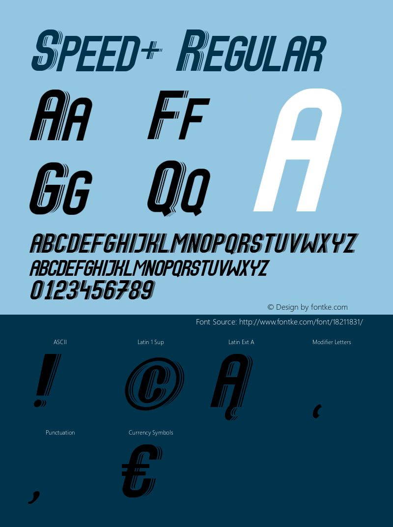 Speed+ Regular Version 1.000 2004 initial release Font Sample