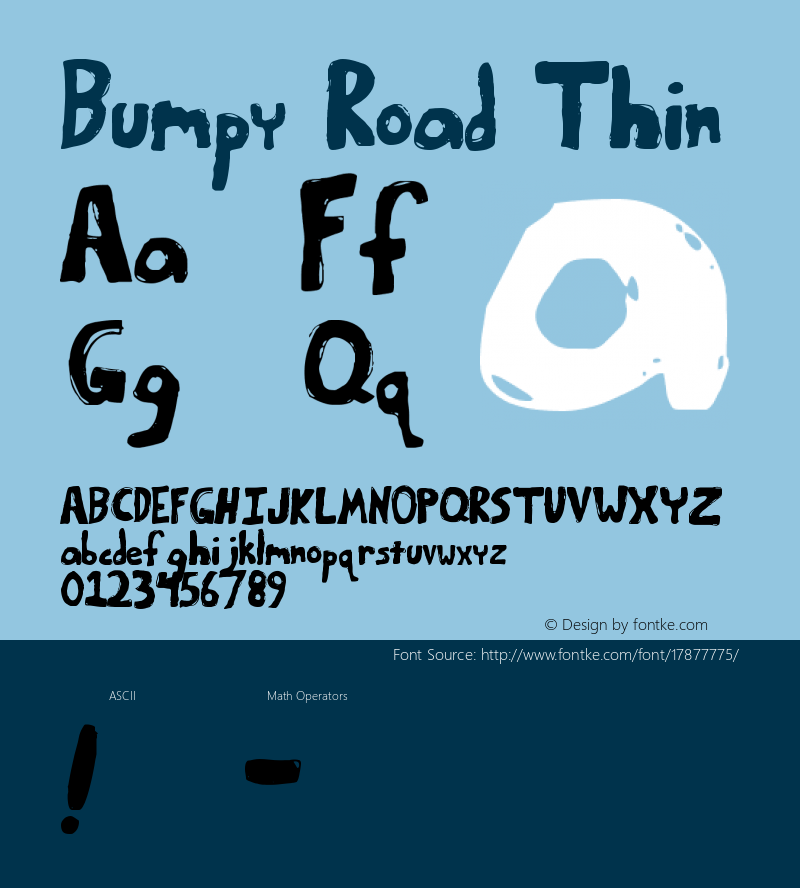 Bumpy Road Thin Version 1999; 1.0, initial r Font Sample