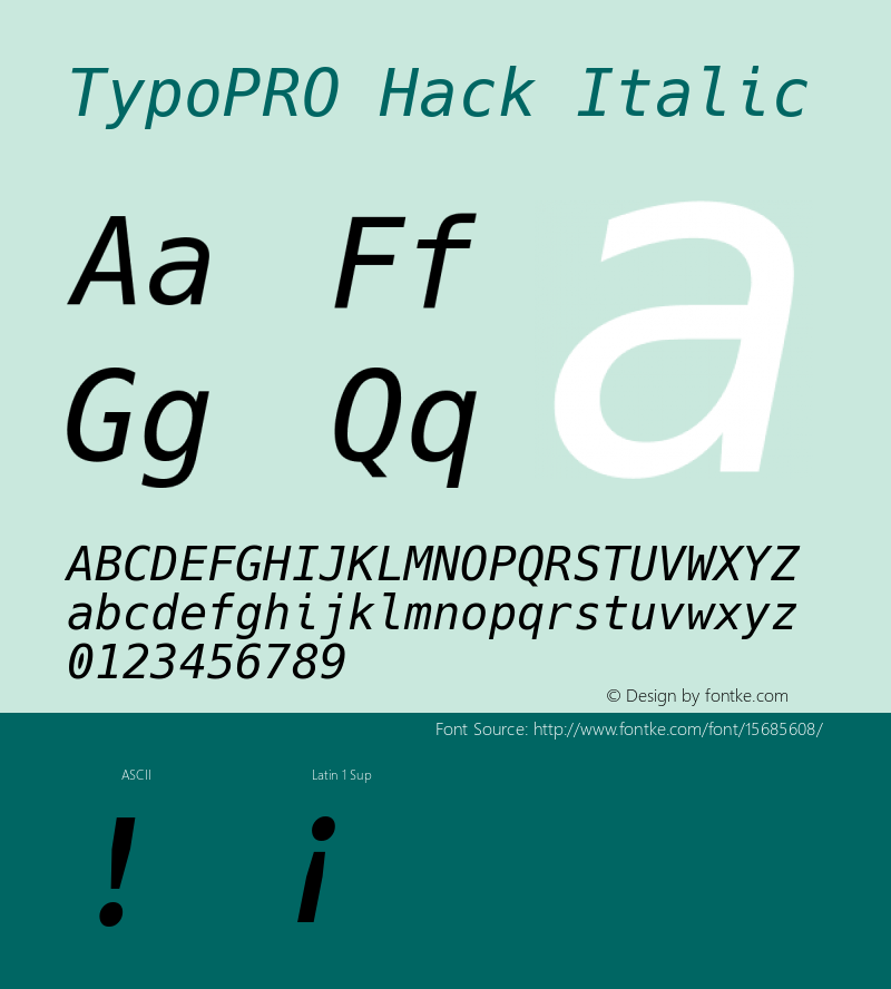 TypoPRO Hack Italic Version 2.013 Font Sample