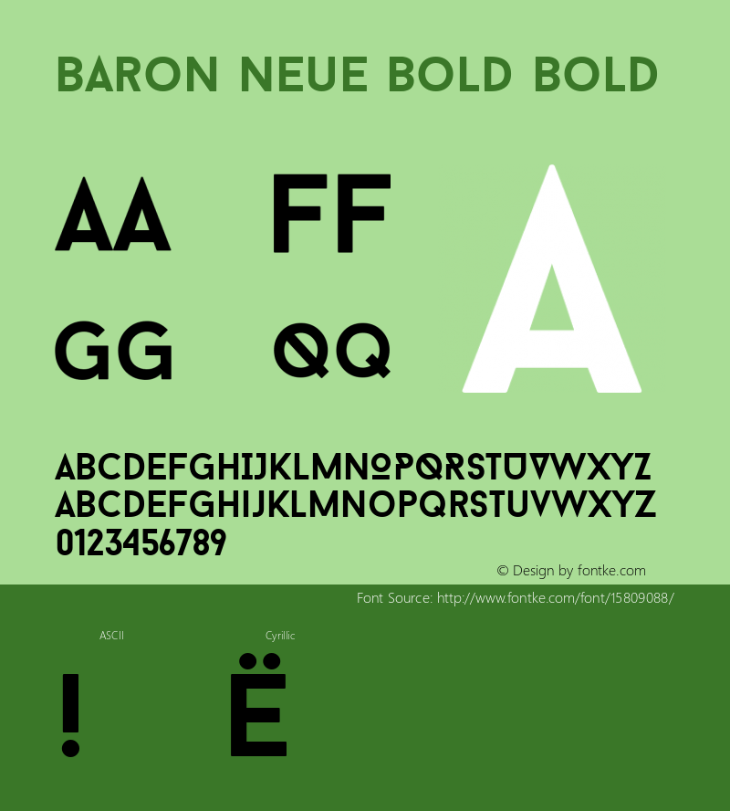 Baron Neue Bold Bold Version 1.000; ttfautohint (v1.4.1) Font Sample