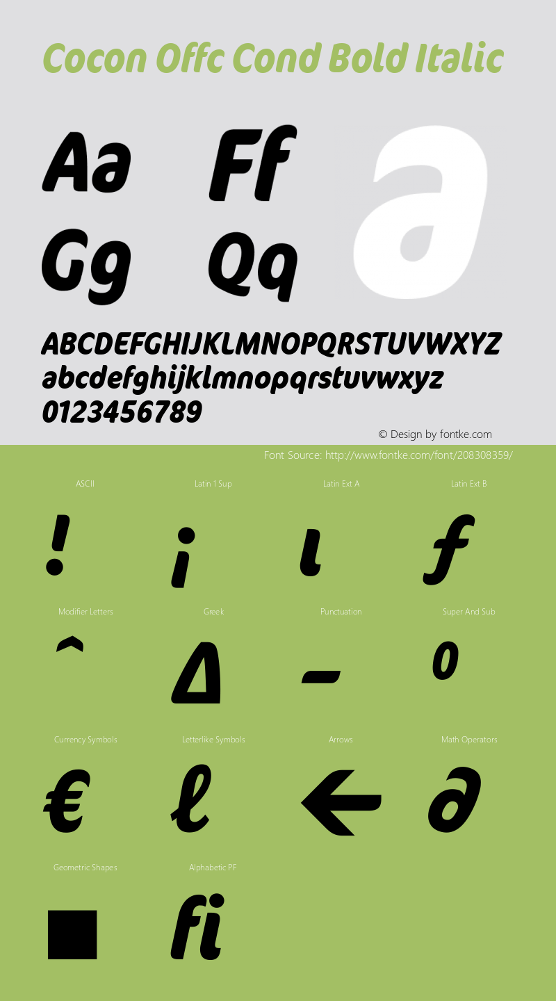 Cocon Offc Cond Bold Italic Version 7.504; 2009; Build 1003图片样张