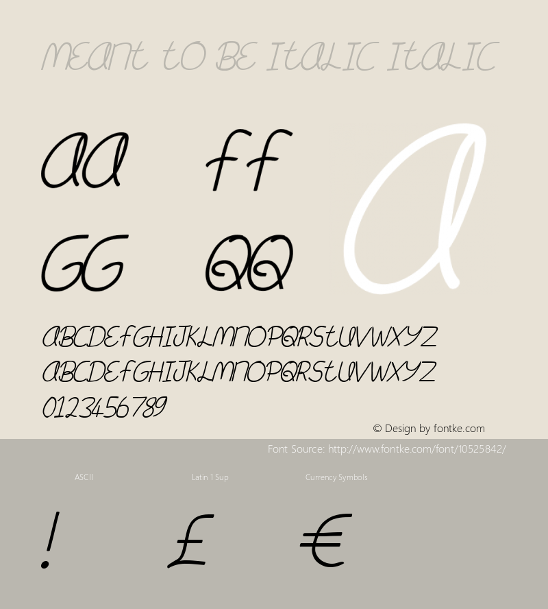 Meant To Be Italic Italic Version 001.000 Font Sample