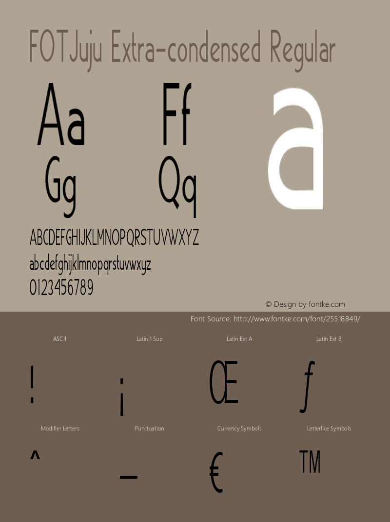 FOTJuju-ExtracondensedRegular Version 1.000 Font Sample