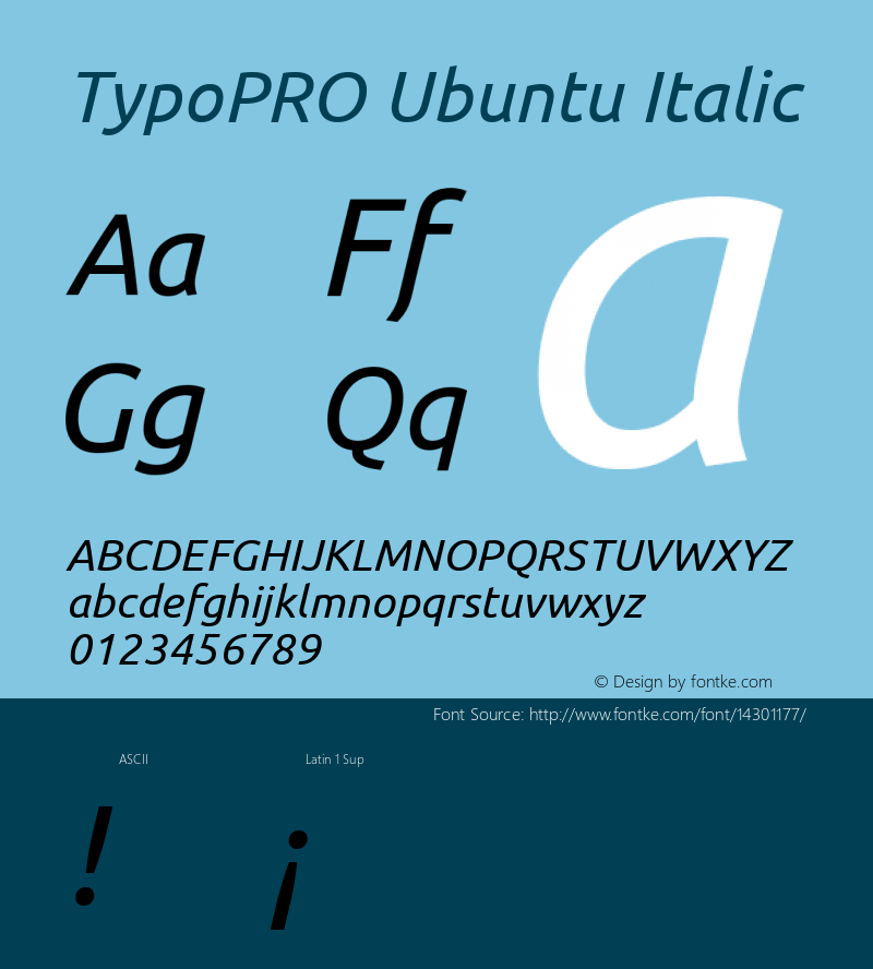 TypoPRO Ubuntu Italic Version 0.80 Font Sample