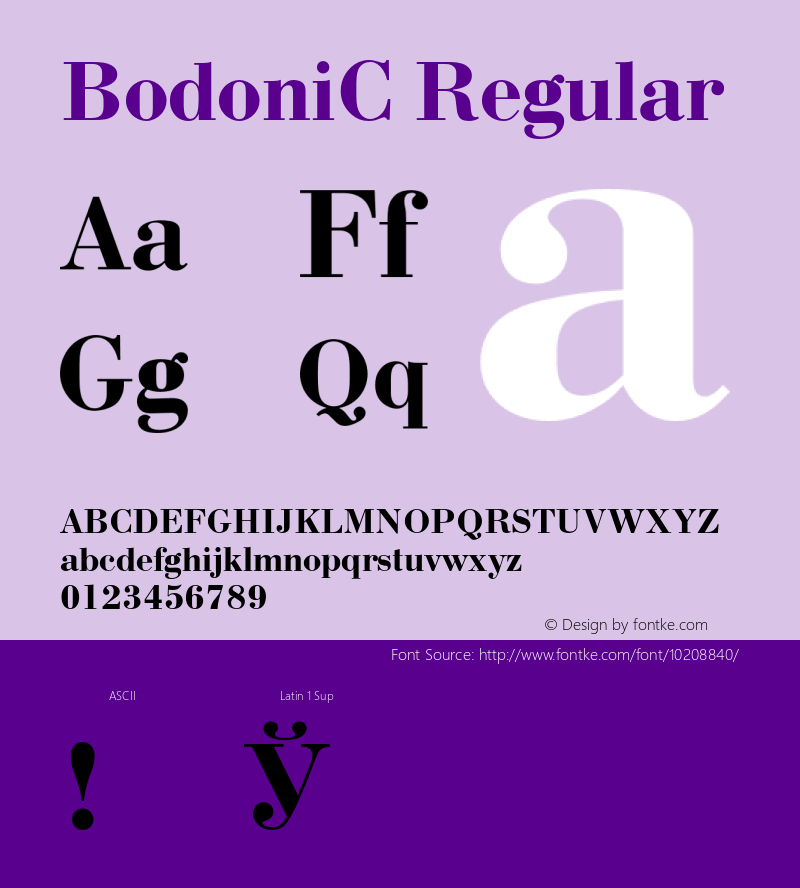 BodoniC Regular 001.000 Font Sample