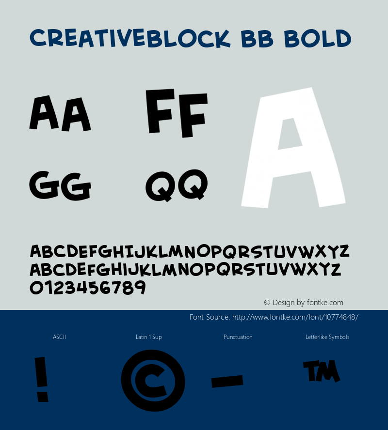 CreativeBlock BB Bold Macromedia Fontographer 4.1 11/23/04 Font Sample