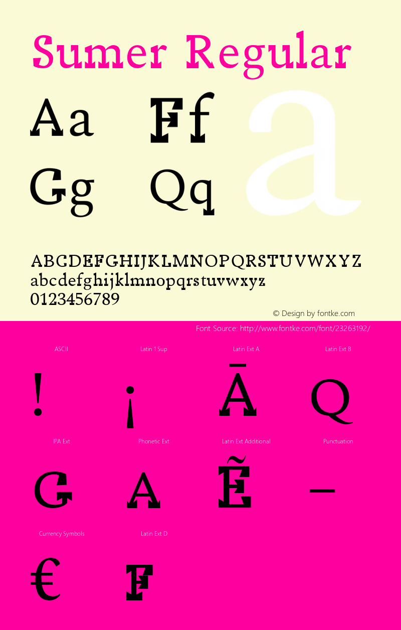 Sumer-Regular Version 1.0 Font Sample