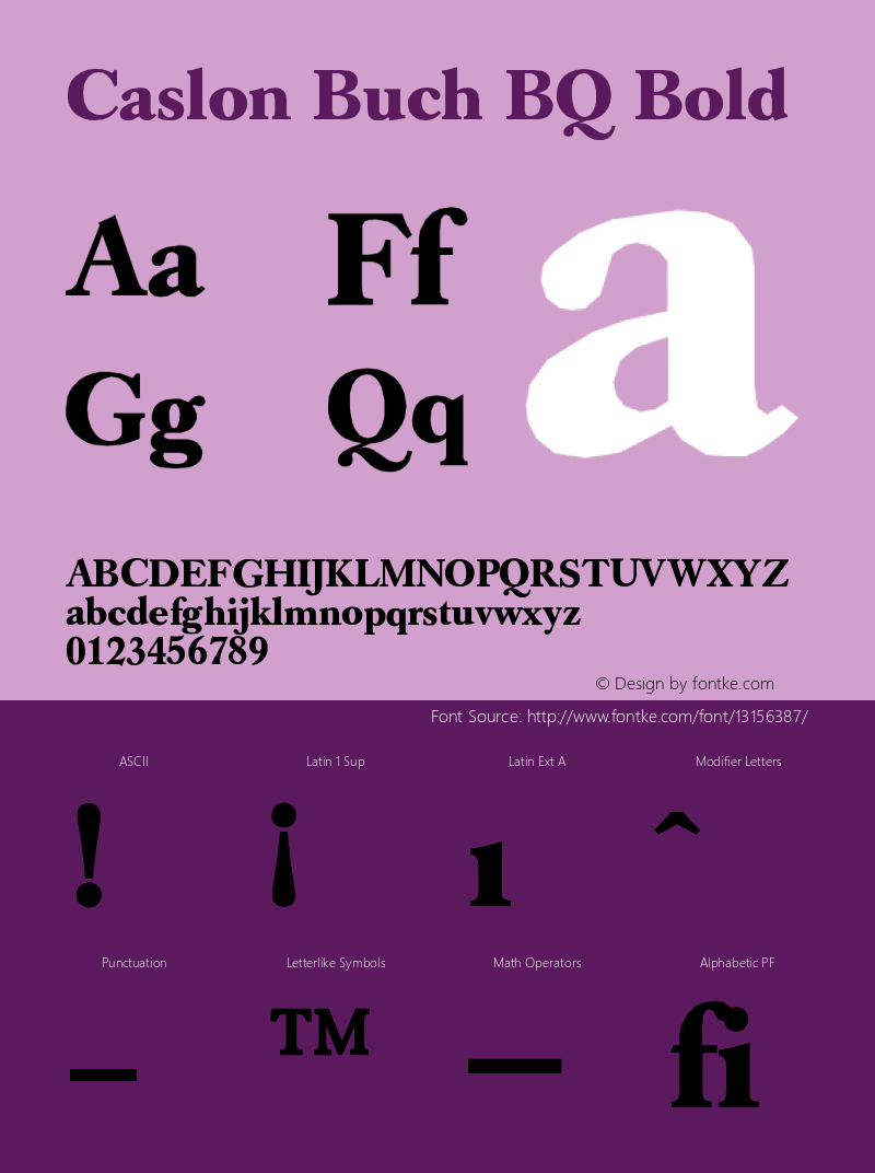 Caslon Buch BQ Bold Version 001.000 Font Sample